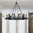 Load image into Gallery viewer, 12-Light Chandeliers Diam 50&#39;&#39;, Matte black Finish with Clear Glass , E12 Base