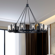 Load image into Gallery viewer, 12-Light Chandeliers Diam 50&#39;&#39;, Matte black Finish with Clear Glass , E12 Base