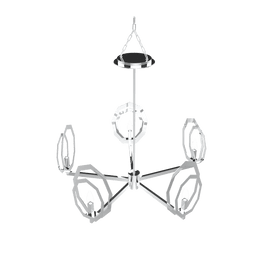 5-Light Chrome and Stainless Steel Chandelier Light with White Glass, E12 Base, Width 28
