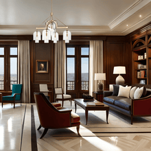 Load image into Gallery viewer, 5 - Light Modern Glass Bell Shade Round Chandelier Diam 35.5&quot;, Brass Finish Hardware with Clear Glass, 27.5&quot; Height, 120V, Bulb Type B10, Socket Type E12, Max wattage Per Socket 60W - LEDMyPlace