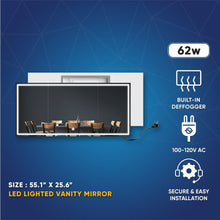 Load image into Gallery viewer, 55.1 in. X 25.6 in. Backlit/Frontlit LED Lighted Bathroom Vanity Mirror with Pivoting Side Mirrors, Thin Plexiglass Edge, Anti Fog, Adjustable 3 - Color Temperature &amp; Remembrance, Makeup Mirror, Touch Button, CRI 90+, Titan Style - LEDMyPlace