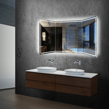 Load image into Gallery viewer, 55.1 in. X 25.6 in. Backlit/Frontlit LED Lighted Bathroom Vanity Mirror with Pivoting Side Mirrors, Thin Plexiglass Edge, Anti Fog, Adjustable 3 - Color Temperature &amp; Remembrance, Makeup Mirror, Touch Button, CRI 90+, Titan Style - LEDMyPlace