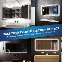 Load image into Gallery viewer, 55.1 in. X 25.6 in. Backlit/Frontlit LED Lighted Bathroom Vanity Mirror with Pivoting Side Mirrors, Thin Plexiglass Edge, Anti Fog, Adjustable 3 - Color Temperature &amp; Remembrance, Makeup Mirror, Touch Button, CRI 90+, Titan Style - LEDMyPlace