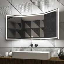 Load image into Gallery viewer, 55.1 in. X 25.6 in. Backlit/Frontlit LED Lighted Bathroom Vanity Mirror with Pivoting Side Mirrors, Thin Plexiglass Edge, Anti Fog, Adjustable 3 - Color Temperature &amp; Remembrance, Makeup Mirror, Touch Button, CRI 90+, Titan Style - LEDMyPlace