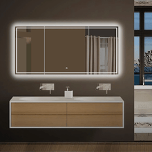 Load image into Gallery viewer, 55.1 in. X 25.6 in. Backlit/Frontlit LED Lighted Bathroom Vanity Mirror with Pivoting Side Mirrors, Thin Plexiglass Edge, Anti Fog, Adjustable 3 - Color Temperature &amp; Remembrance, Makeup Mirror, Touch Button, CRI 90+, Titan Style - LEDMyPlace