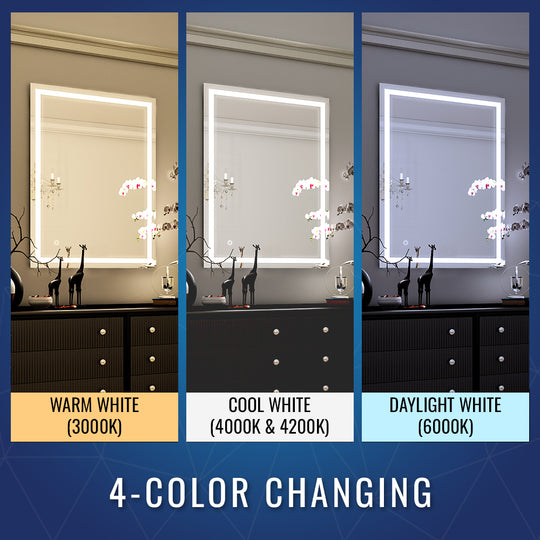 LED Lighted Bathroom Vanity Mirrors, 24" X 36" Inch Lighted with Defogger On/Off Touch Switch, Inner Window Style