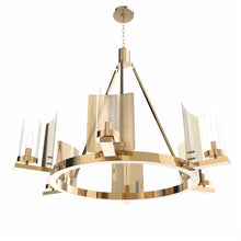 Load image into Gallery viewer, 6 - Light Ring Chandelier Ceiling Light In Brass Finish with Clear Glass, E12 Base, Width 28&quot; Height 22&quot;, 120V, Bulb Type B10, Socket type E12, Max wattage Per Socket 60W - LEDMyPlace