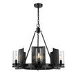 Load image into Gallery viewer, 6 - Light Ring Chandelier Ceiling Light In Matte Black Finish with Clear Glass, E12 Base, Width 28&quot; Height 22&quot;, 120V, Bulb Type B10, Socket type E12, Max wattage Per Socket 60W - LEDMyPlace