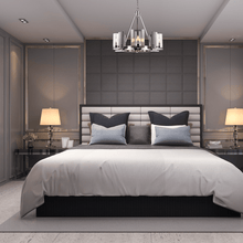 Load image into Gallery viewer, 6 - Light Ring Chandelier Ceiling Light In Matte Black Finish with Clear Glass, E12 Base, Width 28&quot; Height 22&quot;, 120V, Bulb Type B10, Socket type E12, Max wattage Per Socket 60W - LEDMyPlace