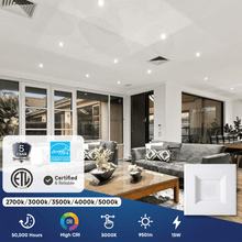 Load image into Gallery viewer, 6&quot; Square LED Downlight - CCT Changeable 2700K/3000K/3500K/4000K/5000K, 15W, 120V AC, Baffle Aluminum Trim, Damp Location - Dimmable Ceiling Lights with E26 base - LEDMyPlace