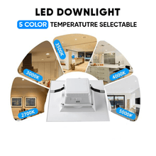 Load image into Gallery viewer, 6&quot; Square LED Downlight - CCT Changeable 2700K/3000K/3500K/4000K/5000K, 15W, 120V AC, Baffle Aluminum Trim, Damp Location - Dimmable Ceiling Lights with E26 base - LEDMyPlace