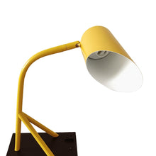 Load image into Gallery viewer, 6.25″W x 16.2″H Black/Yellow Table Lamp with E12 Socket, Outlet, and USB Ports - LEDMyPlace