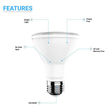 Load image into Gallery viewer, 120v-8w-par20-dim-525lm-5000k-cri90-15000h-ul-es