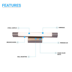 Cylinder Shape Integrated LED Bath Bar Light