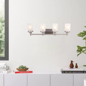 Cylinder Shape Bathroom Vanity Lights with Frosted Glass Shades, E26 Base, UL Listed for Damp Location, 3 Years Warranty