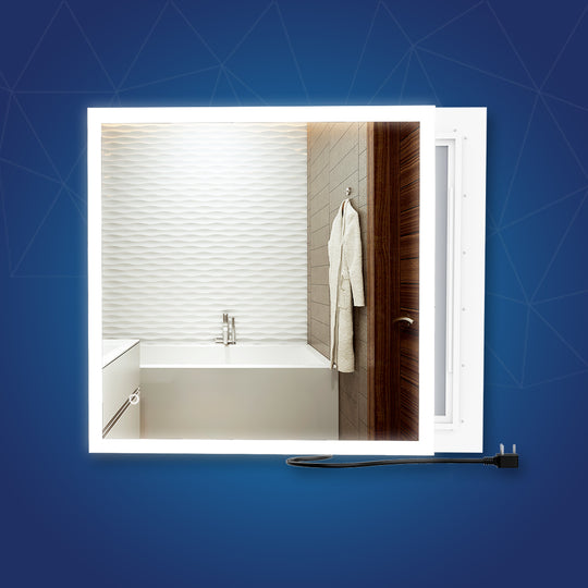 LED Lighted Bathroom Mirror 36" x 36" Inch, On/Off Touch Switch, CCT Changeable With Remembrance, Defogger, Window Style