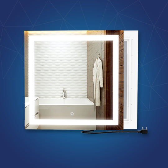 36" X 36" Inch LED Lighted Bathroom Mirror, Defogger, Inner Window Style, Lighted Vanity Mirror Includes with Touch Switch Controls