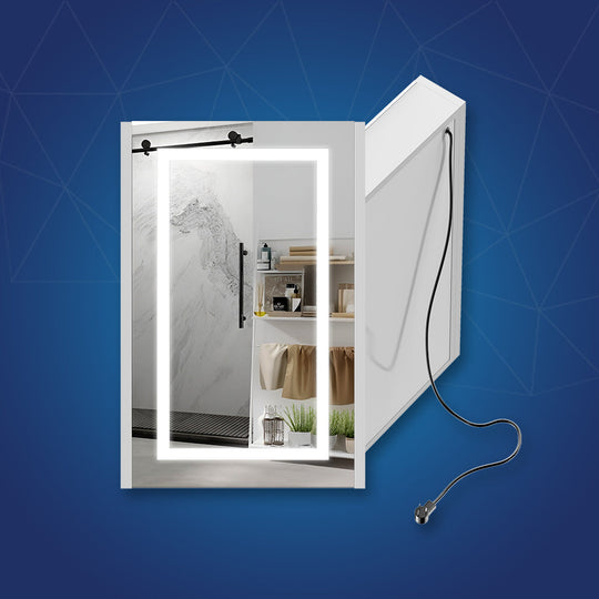 24 X 36 Inch LED Lighted Bathroom Mirror Cabinet, On/Off Switch, Double Sided Mirror, Benign Style