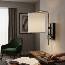 Load image into Gallery viewer, 6″W x 13″H Single Wall Lamp with White Linen Shade – Matte Black or Brushed Nickel Finish - 4 Pack - LEDMyPlace