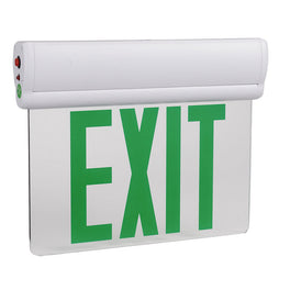 3 Watt Edge Lit Green LED Exit Sign With Surface Mount, 90 min Backup Battery