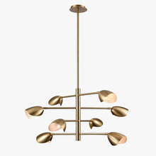 Load image into Gallery viewer, 8 - Light Chandelier Ceiling Light, Curved Disk Shades, Brass Finish Hardware, Width 33.5&quot; Height 18.5&quot;, 120V, Bulb Type B10, Socket type E12, Max wattage Per Socket 60W - LEDMyPlace
