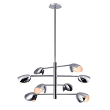 Load image into Gallery viewer, 8 - Light Chandelier Ceiling Light, Curved Disk Shades, Chrome Finish Hardware, Width 33.5&quot; Height 18.5&quot;, 120V, Bulb Type B10, Socket type E12, Max wattage Per Socket 60W - LEDMyPlace
