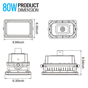 80 Watt LED Explosion Proof Flood Light, D Series, Dimmable, 5000K, 10800LM, AC100 - 277V, IP66, Hazardous Location Lighting Fixtures - LEDMyPlace