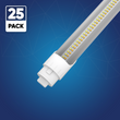 Load image into Gallery viewer, T8 8ft LED Tube/Bulb - 32/36/40/48W Wattage Adjustable, 130lm/w, 3000K/4000K/5000K/6500K CCT Changeable, Clear, R17D Base,- Ballast Bypass