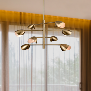 8-Light Chandelier Brass finish hardware, E12 Base