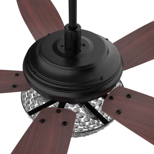 Huntley 52 Inch 5-Blade Crystal Best Ceiling Fan With Light & Remote Control - Black/Rosewood