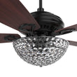 Load image into Gallery viewer, Huntley 52 Inch 5-Blade Crystal Best Ceiling Fan With Light &amp; Remote Control - Black/Rosewood