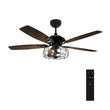 Load image into Gallery viewer, Huntley 52 Inch 5-Blade Industrial Vintage Best Ceiling Fan With Light &amp; Remote Control - Black/Walnut