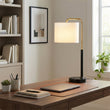 Load image into Gallery viewer, 12″D x 23″H Modern Desk Lamp with White Linen Shade – Black or Brushed Brass Finish - 4 Pack