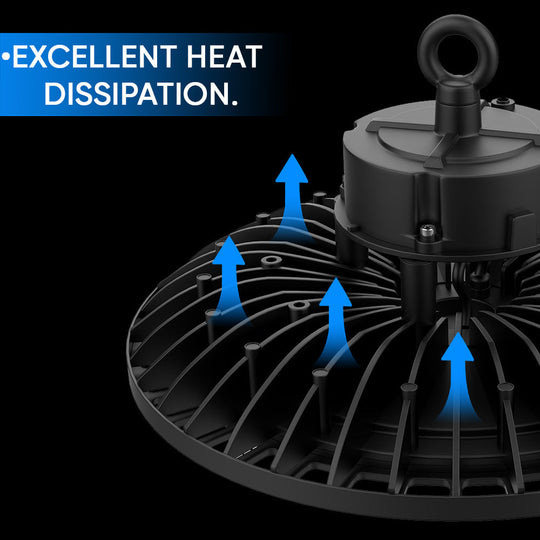 Gen23 UFO LED High Bay Light 150/120/100 Watt Adjustable, 5700K, 150LM/W-155LM/W, AC277-480V High Voltage, IP65, UL, DLC Listed, 1-10V Dim, For Warehouse Barn Airport Workshop Garage Factory