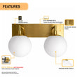 Load image into Gallery viewer, 18″W x 10″H x 8″E Burnished Brass Double Wall Sconce with Dual Frosted White Acrylic Shades and 2×E26 Rocker-Switch Lights - 2 Pack
