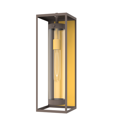 1-Light, 21-Inch Bronze Outdoor Rectangular Wall Light, E26 Socket 1X60W, Clear Glass, 21" H x 7" W, Extends 6" from the wall