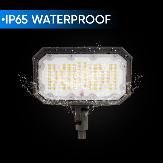 50W/40W/30W LED Flood Light Outdoor 4000K/5000K/5700K CCT Changeable, Knuckle Mount, UL & DLC 5.1 Premium, Bronze, IP65, For Gardens, Court, Lawn, Patio as well as LED Security Light