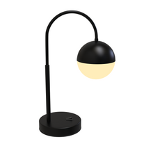 Load image into Gallery viewer, 26 in. Black Arc Table Lamp with Black/White Sphere Shade, Material Iron &amp; glass, E26 1 x 60W (Bulb Not Included)