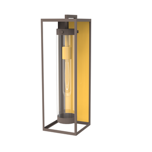 1-Light, 21-Inch Bronze Outdoor Rectangular Wall Light, E26 Socket 1X60W, Clear Glass, 21" H x 7" W, Extends 6" from the wall