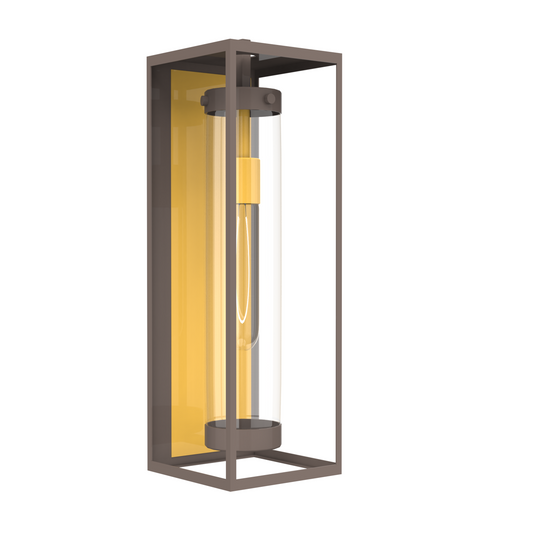 1-Light, 21-Inch Bronze Outdoor Rectangular Wall Light, E26 Socket 1X60W, Clear Glass, 21" H x 7" W, Extends 6" from the wall