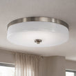 Load image into Gallery viewer, 16″Dia x 3.625″H LED Ceiling Light with Frosted White Acrylic Shade – Brushed Nickel Finish
