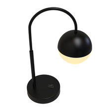 Load image into Gallery viewer, 26 in. Black Arc Table Lamp with Black/White Sphere Shade, Material Iron &amp; glass, E26 1 x 60W (Bulb Not Included)