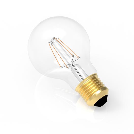 6 Watt Filament LED Light Bulb, Clear Dimmable A19 Medium (E26) Base, 120V/60Hz, 2700K, 600LM, 4-filament