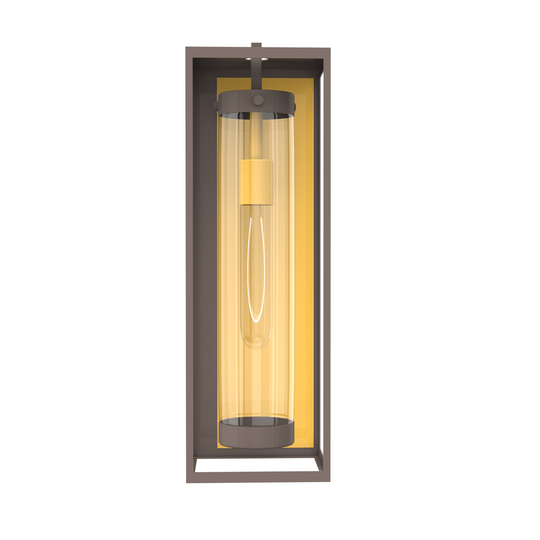 1-Light, 21-Inch Bronze Outdoor Rectangular Wall Light, E26 Socket 1X60W, Clear Glass, 21" H x 7" W, Extends 6" from the wall