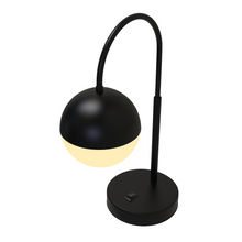 Load image into Gallery viewer, 26 in. Black Arc Table Lamp with Black/White Sphere Shade, Material Iron &amp; glass, E26 1 x 60W (Bulb Not Included)