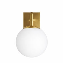 Load image into Gallery viewer, 6.5″W x 10″H x 8″E Burnished Brass Wall Sconce with Frosted White Acrylic Shade and E26 Rocker-Switch Light - 4 Pack