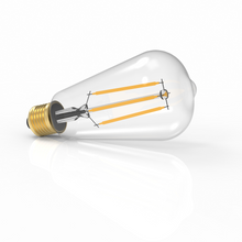 Load image into Gallery viewer, ST18 Dimmable Straight Filament Vintage Edison LED Light Bulb, 6W, 2700K, 600LM, 120V/60Hz, 4-filament, E26, Clear, Warm Amber Light