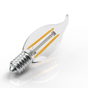 6W Filament LED Bulb, 2700K, 500LM, 120V/60Hz, 4-filament, E12, Candelabra Light Bulbs, Dimmable, Clear