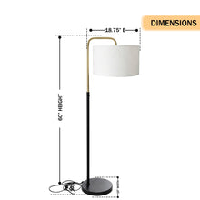 Load image into Gallery viewer, 15″W x 60″H Floor Lamp with White Linen Shade – Black or Brushed Brass Finish - 2 Pack