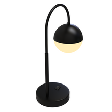 Load image into Gallery viewer, 26 in. Black Arc Table Lamp with Black/White Sphere Shade, Material Iron &amp; glass, E26 1 x 60W (Bulb Not Included)